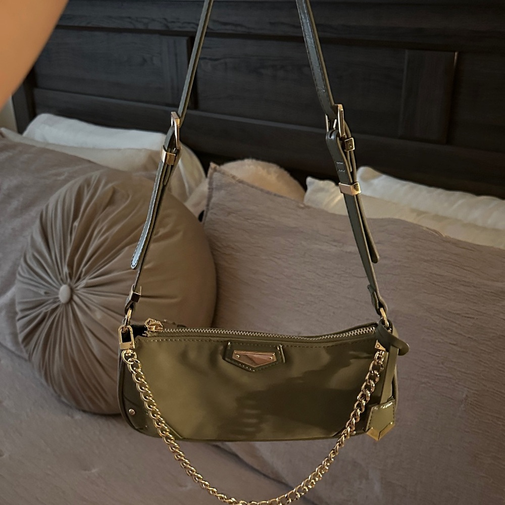 Aldo Olive Green Shoulder Bag with Chain Detail